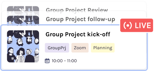 a calendar event for the live Group Project kick-off.